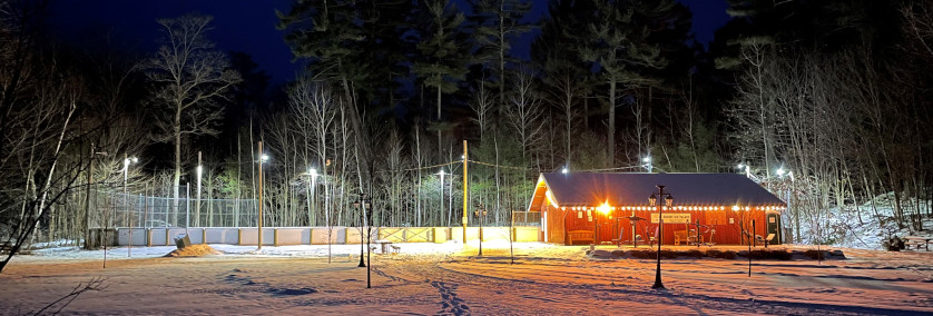 Photo of the Dorset Ice Palace lit for night skating